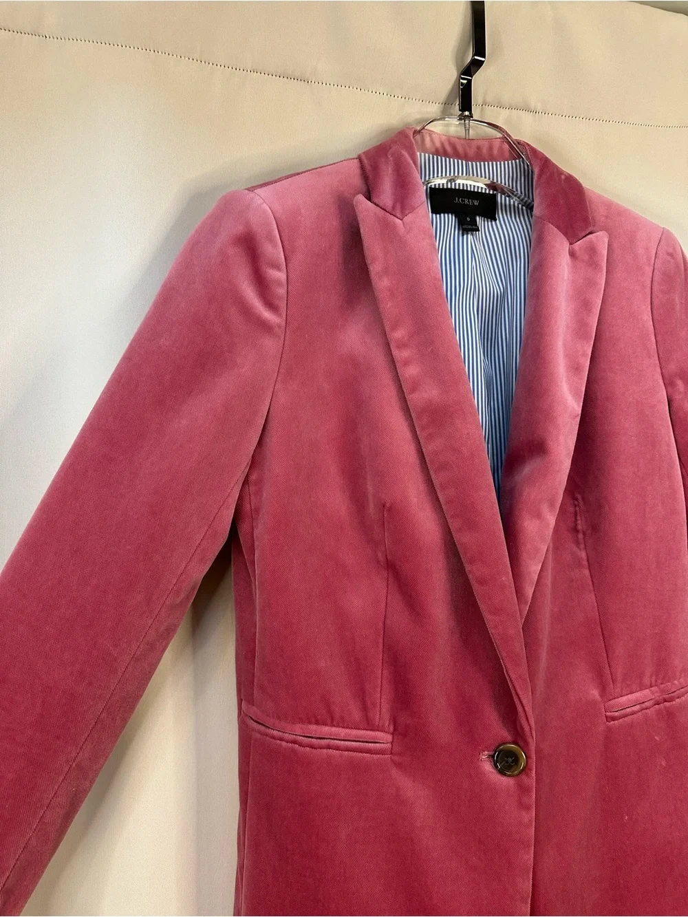 J. Crew Pink Velvet Single-Button Blazer - Size 0 XS